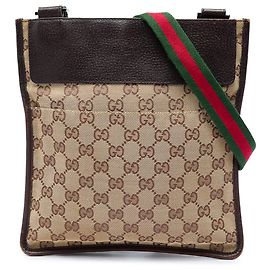Bolsa Tiracolo Gucci Beige GG Canvas Web Bege