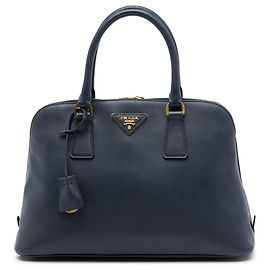 Bolsa Satchel Prada Blue Medium Saffiano Lux Promenade Azul Azul marinho