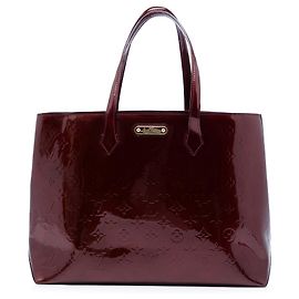 Louis Vuitton Red Monogram Vernis Wilshire MM Vermelho Bordeaux