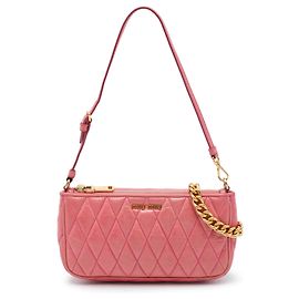 Bolsa Miu Miu Pink Matelassé em couro Nappa com corrente Rosa