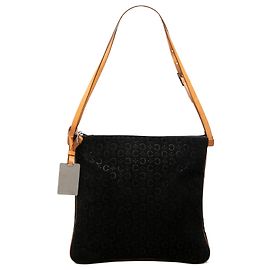 Céline Sac à épaule Celine Black C Macadam en daim à double fermeture éclair Noir