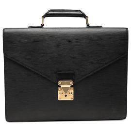 Louis Vuitton Black Epi Serviette Conseiller Preto
