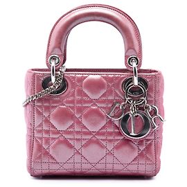 Autre Marque Dior Pink Mini Iridescent Lambskin Cannage Lady Dior Rosa