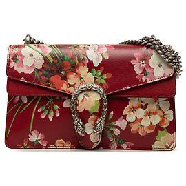 Bolsa de Ombro Gucci Dionysus Blooms em Pele de Bezerro Vermelha Medium Vermelho