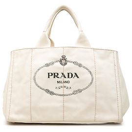 Sac cabas Prada Large Canvas Canapa Logo Blanc Blanc