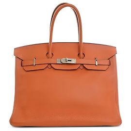 Hermès Orange Clemence Birkin Retourne 35 Orange