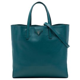 Saco Tote Prada Blue Saffiano Soft Triple Pocket Azul Outro