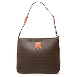 Céline Sac à épaule Celine Brown Macadam Coated Canvas Marron