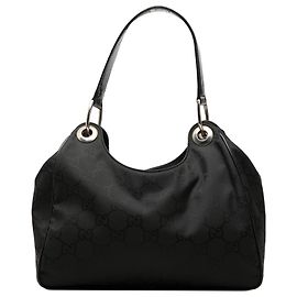 Bolsa de Ombro Gucci em Nylon GG Preto Preto