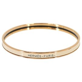 Hermès Bracelet Uni en émail Hermes en Crème Rose Gold Doré Écru