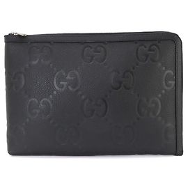 Bolsa de Mão Gucci Jumbo GG Document Case Preto