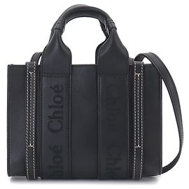 Borsa Tote in pelle 2-way Chloé Woody Mini Nero