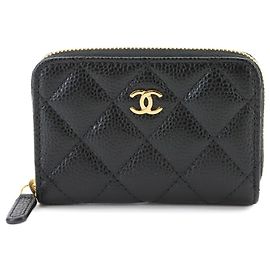 Monedero con cremallera Chanel Matelassé Classic Negro
