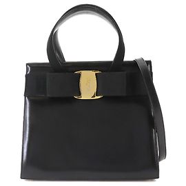 Salvatore Ferragamo Vara Ribbon Lederhandtasche Schwarz