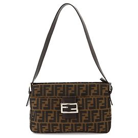Fendi Zucca Shoulder Handbag Brown Black