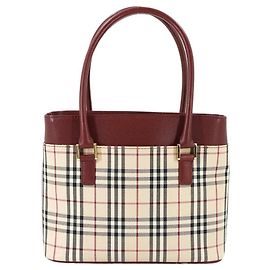 Burberry Nova Check Handtasche Beige Bordeaux