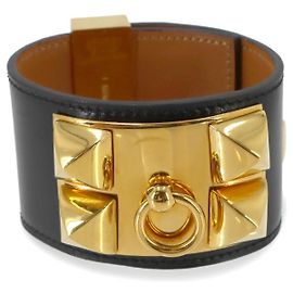 Hermès Hermes Collier de Chien Armband mit Anhängern Schwarz