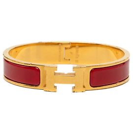 Hermès Pulseira Charm Hermes Click H PM Vermelho Dourado