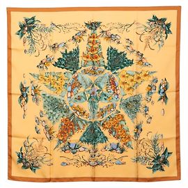 Hermès Pañuelo Hermes Carre 90 Pythagoras Castaño Multicolor