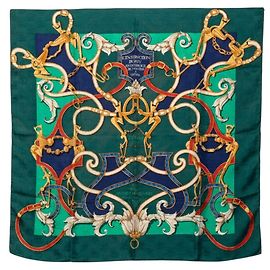 Hermès Hermes Carre 90 L'INSTRUCTION DU ROY Schal Mehrfarben Grün