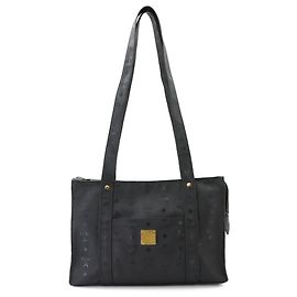 MCM Visetos Logogram Tote Handbag Black