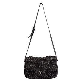 Bolsa de Ombro 2-way Chanel Coco Mark Tweed Caqui