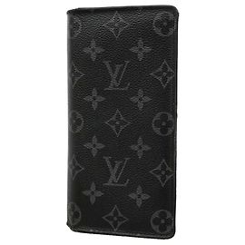 Louis Vuitton Monogram Eclipse Portefeuille Brazza Long Wallet Negro