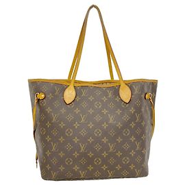 Louis Vuitton Monogram Neverfull MM Tote Bag Braun