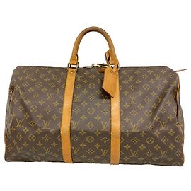 Louis Vuitton Brown Boston Monogram Keepall 50 Bag Brown