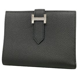 Hermès Portefeuille compact Hermes Bearn en cuir Epsom noir Noir
