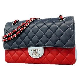 Bolso de hombro Chanel Matelassé Roja Azul Azul marino