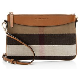 Clutch Burberry House Check Peyton Marrone Beige