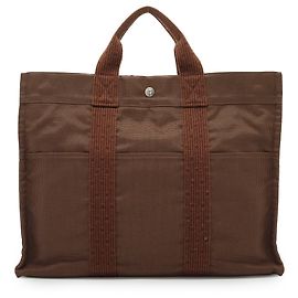 Hermès Bolso de hombro de tela vintage Hermes Herline Castaño