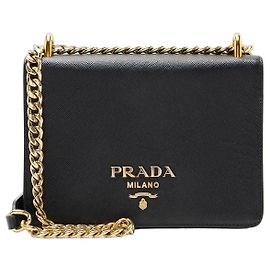 Prada Saffiano Chain Small Shoulder Bag Black