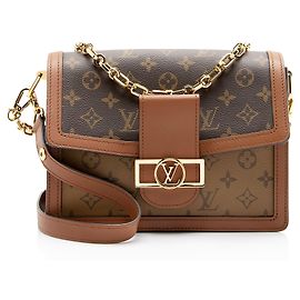 Sac à épaule Louis Vuitton Reverse Monogram Dauphine MM Marron