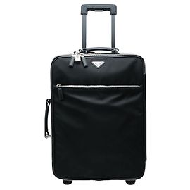 Maleta de cabina Prada con placa de logotipo triangular Negro