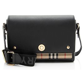 Bolsa Note Burberry em couro de bezerro Vintage Check Marrom Bege
