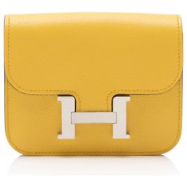 Hermès Portefeuille Slim Constance en cuir Evercolor Hermes Jaune