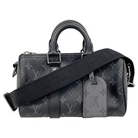Louis Vuitton Monogram Eclipse Keepall Bandoulière 25 Handtasche Schwarz
