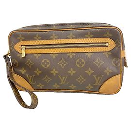 Sac pochette Louis Vuitton Monogram Marly Dragonne GM Marron