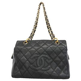 Chanel Black Grained Calfskin Tote Bag Black