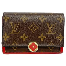 Louis Vuitton Monogram Portefeuille Flore Compact Wallet Vermelho