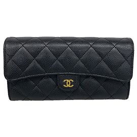 Chanel Long Wallet in Black Grained Calfskin Black
