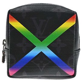 Louis Vuitton Box Pouch Bag Charm and Belt Charm Rainbow Monogram Eclipse Canvas Preto
