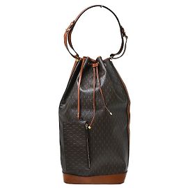 Autre Marque Saint Laurent Vintage Classic Monogram Drawstring Bucket Canvas Brown
