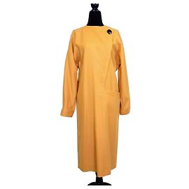 Pierre Cardin Space Age Wollkleid - Senfgelb Gelb Senf