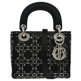 Christian Dior Lady Dior Raso Nero e Ricami di Perline Nero