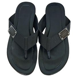 Louis Vuitton Sandalias de Dedo en Piel Negra Negro