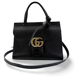 Gucci GG Marmont Top Handle Leather Small Negro