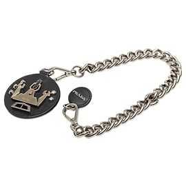 Prada Brosche mit Kettenlogo und Robotermotiv Schwarz